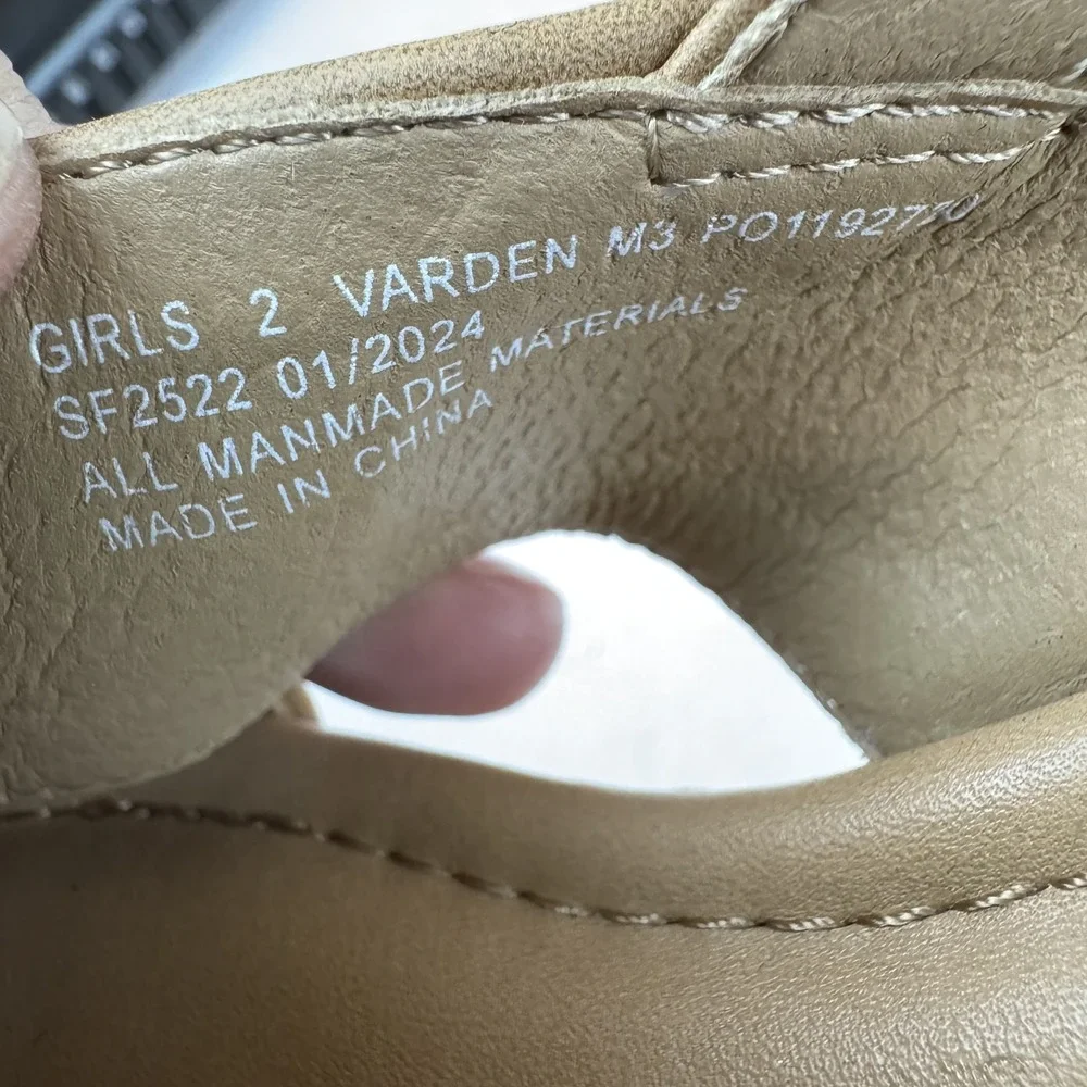 Big Kids Dolce Vita Varden Beige Raffia Platform Espadrille Sandals Size 2 Y GUC